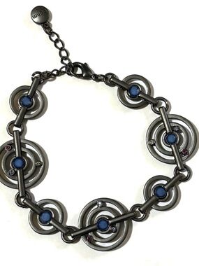 Bohm Gunmetal Concentric Circle Bracelet with Blue Accents